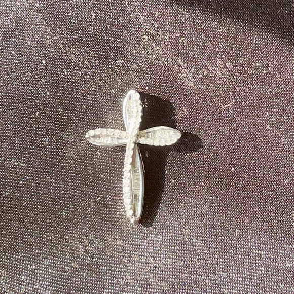 10K Gold and Diamond Cross Pendant - Picture 2 of 7